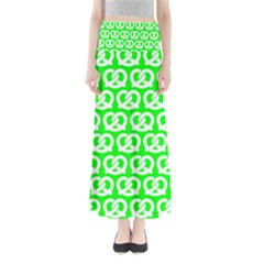 Neon Green Pretzel Illustrations Pattern Full Length Maxi Skirt by GardenOfOphir