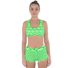 Neon Green Pretzel Illustrations Pattern Racerback Boyleg Bikini Set by GardenOfOphir