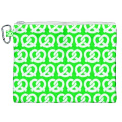 Neon Green Pretzel Illustrations Pattern Canvas Cosmetic Bag (xxl) by GardenOfOphir