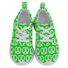 Neon Green Pretzel Illustrations Pattern Running Shoes by GardenOfOphir