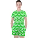 Neon Green Pretzel Illustrations Pattern Women s Tee and Shorts Set View1