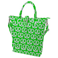 Neon Green Pretzel Illustrations Pattern Buckle Top Tote Bag by GardenOfOphir
