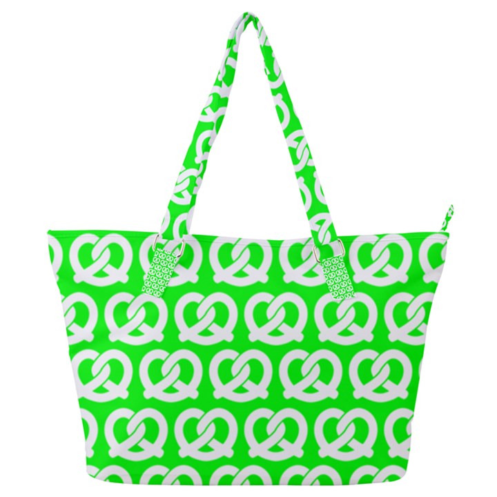 Neon Green Pretzel Illustrations Pattern Full Print Shoulder Bag