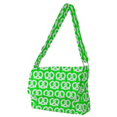 Neon Green Pretzel Illustrations Pattern Full Print Messenger Bag (m) by GardenOfOphir