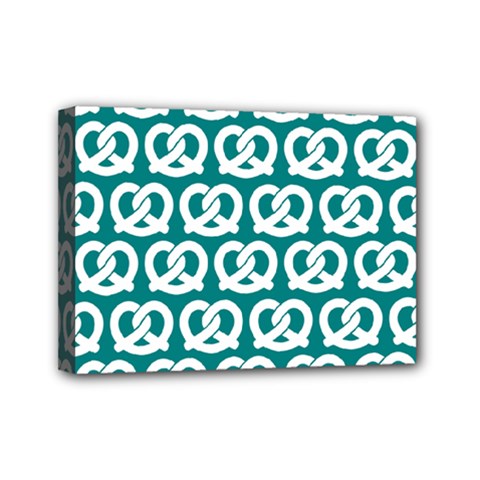 Teal Pretzel Illustrations Pattern Mini Canvas 7  x 5  (Stretched)