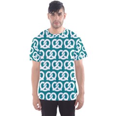 Teal Pretzel Illustrations Pattern Men s Sport Mesh Tee