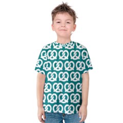 Teal Pretzel Illustrations Pattern Kids  Cotton Tee