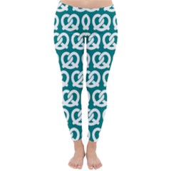 Teal Pretzel Illustrations Pattern Classic Winter Leggings