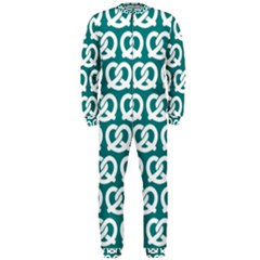 Teal Pretzel Illustrations Pattern OnePiece Jumpsuit (Men)