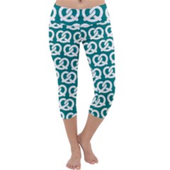 Teal Pretzel Illustrations Pattern Capri Yoga Leggings