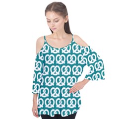 Teal Pretzel Illustrations Pattern Flutter Tees