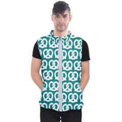 Teal Pretzel Illustrations Pattern Men s Puffer Vest