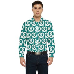 Teal Pretzel Illustrations Pattern Men s Long Sleeve  Shirt