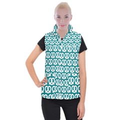 Teal Pretzel Illustrations Pattern Women s Button Up Vest