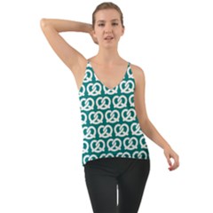 Teal Pretzel Illustrations Pattern Chiffon Cami