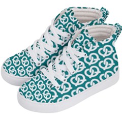 Teal Pretzel Illustrations Pattern Kids  Hi-Top Skate Sneakers