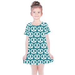 Teal Pretzel Illustrations Pattern Kids  Simple Cotton Dress