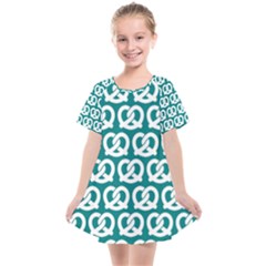 Teal Pretzel Illustrations Pattern Kids  Smock Dress by GardenOfOphir