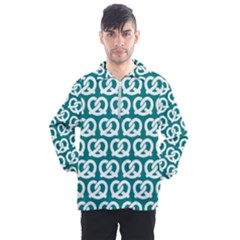 Teal Pretzel Illustrations Pattern Men s Half Zip Pullover