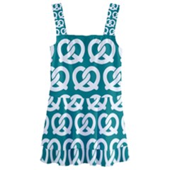 Teal Pretzel Illustrations Pattern Kids  Layered Skirt Swimsuit