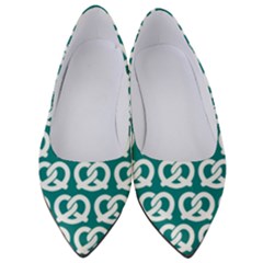 Teal Pretzel Illustrations Pattern Women s Low Heels