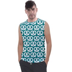 Teal Pretzel Illustrations Pattern Men s Regular Tank Top