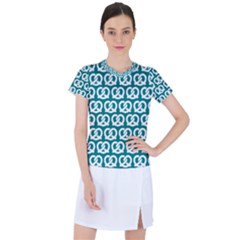 Teal Pretzel Illustrations Pattern Women s Sports Top