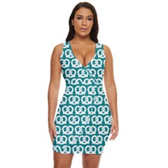 Teal Pretzel Illustrations Pattern Draped Bodycon Dress by GardenOfOphir