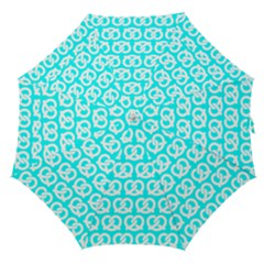 Aqua Pretzel Illustrations Pattern Straight Umbrellas by GardenOfOphir