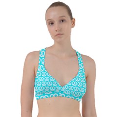 Aqua Pretzel Illustrations Pattern Sweetheart Sports Bra by GardenOfOphir