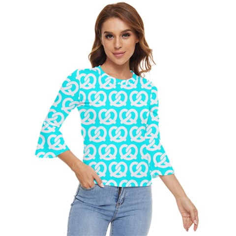 Aqua Pretzel Illustrations Pattern Bell Sleeve Top by GardenOfOphir