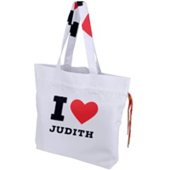 I Love Judith Drawstring Tote Bag by ilovewhateva