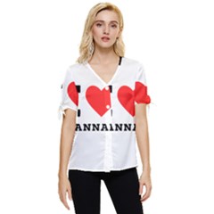 I Love Hannah Bow Sleeve Button Up Top by ilovewhateva