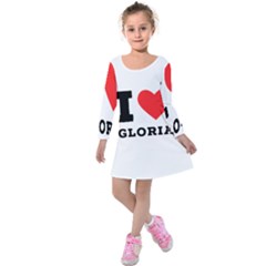 I Love Gloria  Kids  Long Sleeve Velvet Dress by ilovewhateva