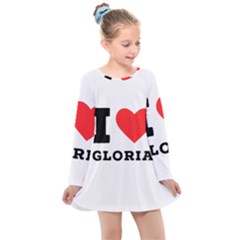 I Love Gloria  Kids  Long Sleeve Dress by ilovewhateva