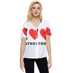 I Love Kathryn Bow Sleeve Button Up Top by ilovewhateva