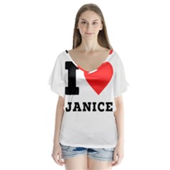 I Love Janice V-neck Flutter Sleeve Top by ilovewhateva