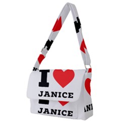 I Love Janice Full Print Messenger Bag (l) by ilovewhateva