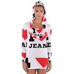 I Love Jean Long Sleeve Hooded T-shirt by ilovewhateva