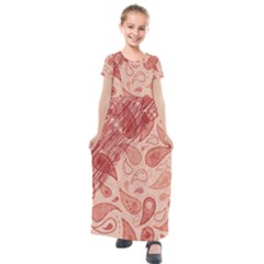 Tribal Background Pattern Texture Design Kids  Short Sleeve Maxi Dress