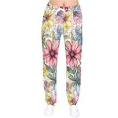 Flower Nature Floral Spring Women Velvet Drawstring Pants by Semog4