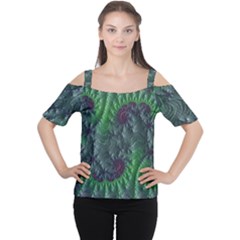 Fractal Floral Background Planetary Cutout Shoulder Tee