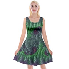 Fractal Floral Background Planetary Reversible Velvet Sleeveless Dress