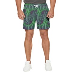 Fractal Floral Background Planetary Men s Runner Shorts by Semog4