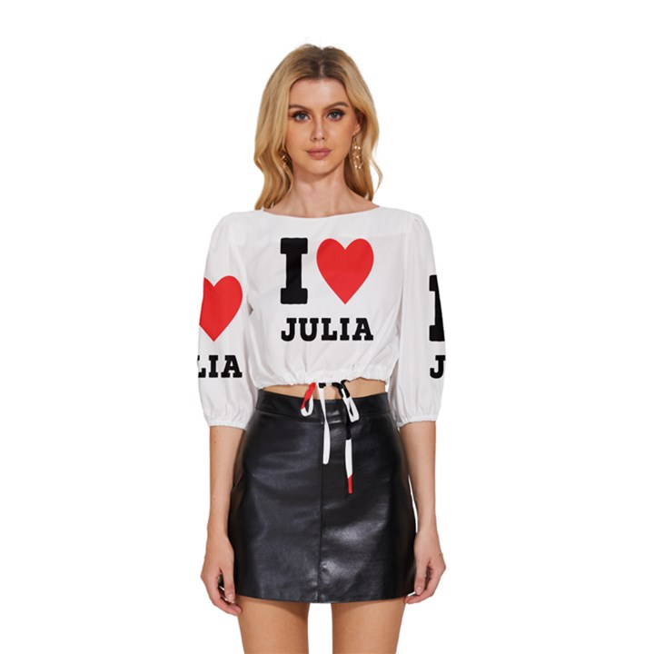 I love Julia  Mid Sleeve Drawstring Hem Top