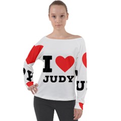 I Love Judy Off Shoulder Long Sleeve Velour Top by ilovewhateva