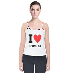 I Love Sophia Velvet Spaghetti Strap Top by ilovewhateva