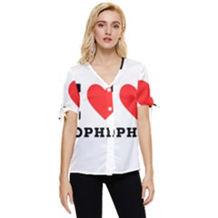 I Love Sophia Bow Sleeve Button Up Top by ilovewhateva