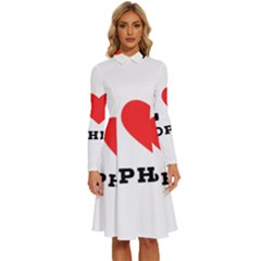 I Love Sophia Long Sleeve Shirt Collar A-line Dress by ilovewhateva