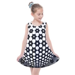 Sphere Spherical Circular Monochrome Circle Art Kids  Summer Dress by Jancukart